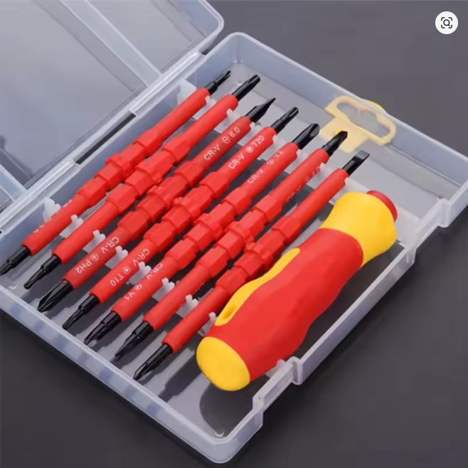 Homemade Repair Tools Kit 13pcs Changeable Insulated Screwdrivers Set with Magnetic Slotted Phillips Pozidriv Torx Bits