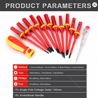 Homemade Repair Tools Kit 13pcs  Changeable Insulated Screwdrivers Set with Magnetic Slotted Phillips Pozidriv Torx Bits
