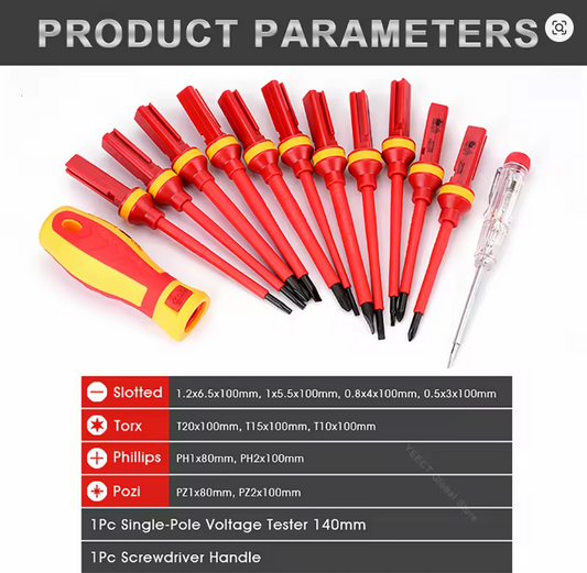 Homemade Repair Tools Kit 13pcs  Changeable Insulated Screwdrivers Set with Magnetic Slotted Phillips Pozidriv Torx Bits